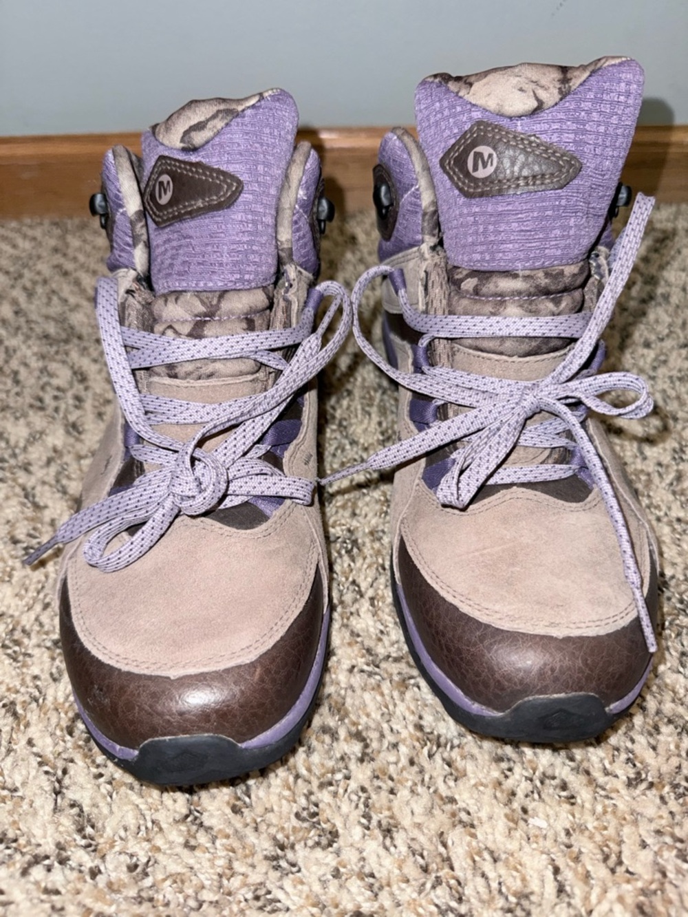 Merrel Purple and Brown Lace-Up Outdoor Boots